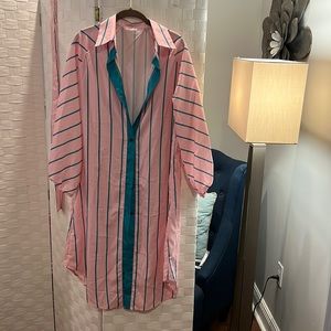 Pink and green striped dress NWOT